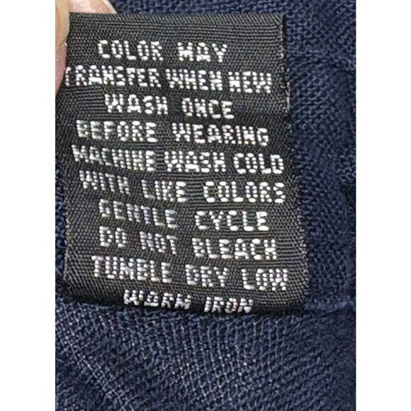 Linen Tunic Navy Blue Boho Layer Long Button Up Top Lagenlook 3/4 Sleeve Size 6 - Picture 6 of 7